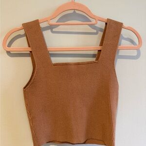 Ribbed Square Neck Tank Top